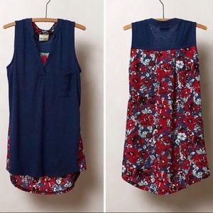 Anthropologie Porridge floral v neck pocket tank